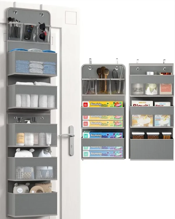 Hioya Over Door Organizer, 6 Shelf Camper Storage, RV Bathroom Storage, Behind The Door Storage Organizer, Wall Mount Back of Door Hanging