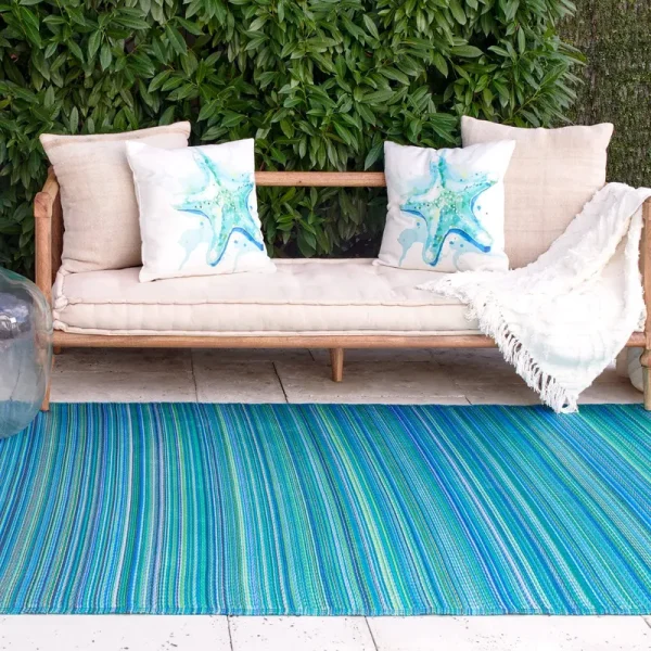 Fab Habitat Cancun Indoor/Outdoor Rug Turquoise Moss Green 5' x 8'