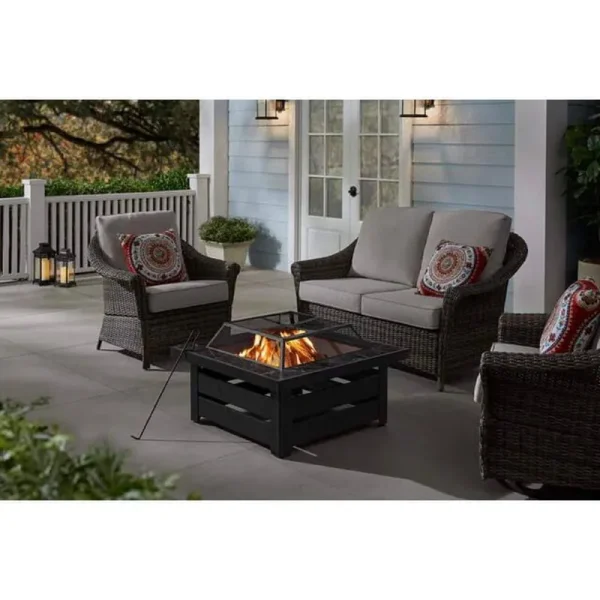 Hampton Bay Stoneham 34 in. x 15.5 in. Square Steel Black