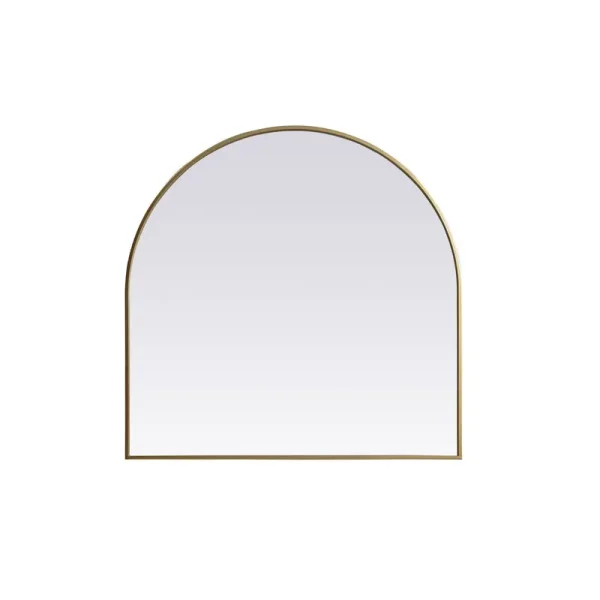 Savina Arch Metal Wall Mirror Finish: Brass, Size: 36" x 36"