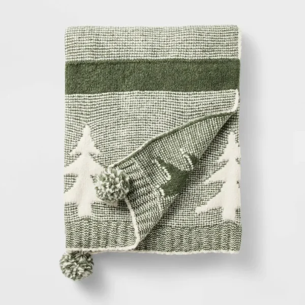 Knit Tree with Tassels Throw Blanket Cream - Threshold Designed with Studio McGee
