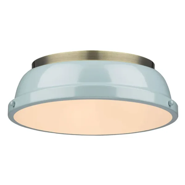 Golden Lighting 3602-14 AB-SF Duncan Flush Mount Light, Aged Brass