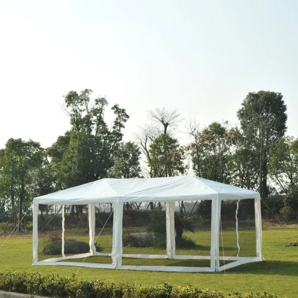 Outsunny 10' x 20' Gazebo Canopy Cover Tent with Removable Mesh Side Walls - Green