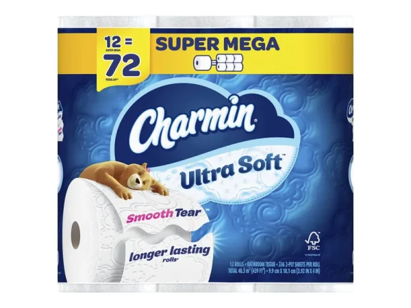 Charmin Ultra Soft Toilet Paper Super Mega Roll 12 Rolls