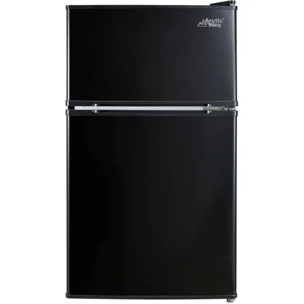 Arctic King 3.2 Cu Feet Two Door Compact Refrigerator With Freezer, Black, E-star