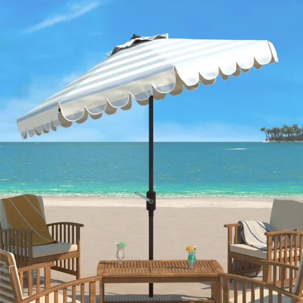 Safavieh Ramona 9 ft Crank Umbrella - Blue / White