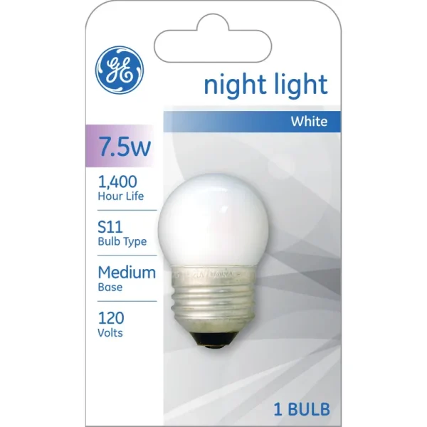 GE Nightlight Utility Bulb, White, 7.5W