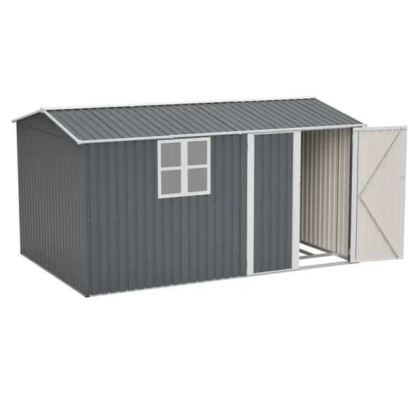 AECOJOY 12x8 Ft Outdoor Storage Shed, XL Heavy-Duty Steel Building with Window