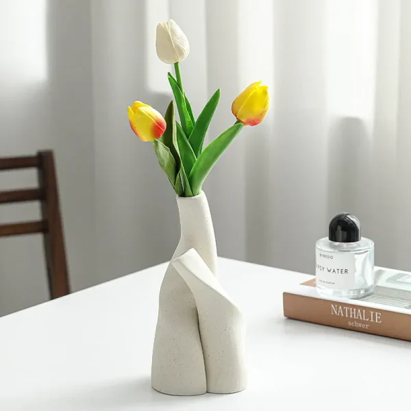 Nordic Shaped Double Ceramic Vase Set  – Modern Home Decor Ornament