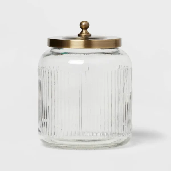 Medium Glass Bath Canister Brass - Threshold