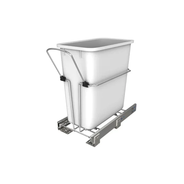 Rev-A-Shelf 20-Quart Soft Close Single Pull Out Trash Can in White | RV-8PSC-11-5