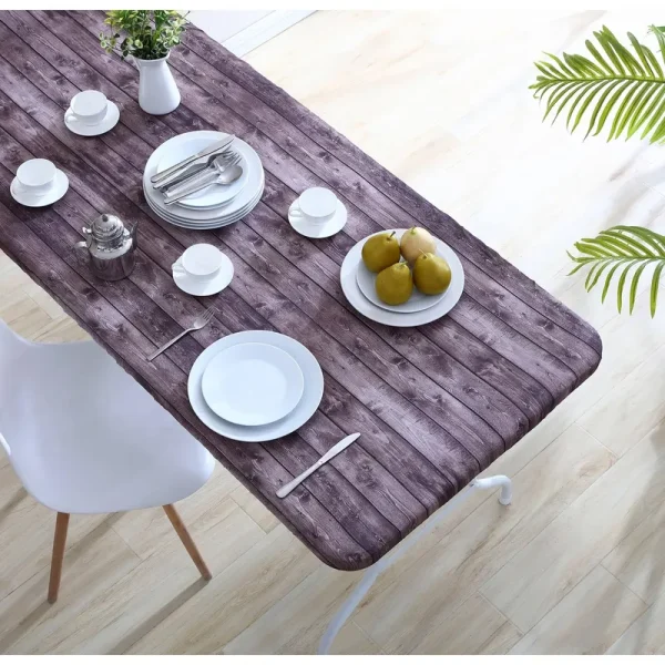 Brielle Home Printed Elastic Fitted Table Cover, Size: 30 inchx72 inch