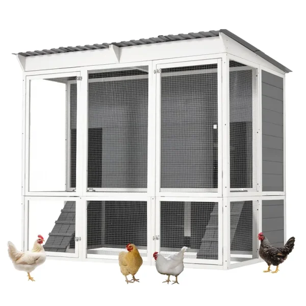 AECOJOY 67'' Extra Large Chicken Coop with Run, Wood Chicken House with 4 Nesting Boxes & Roost Bar for 8-10 Chickens