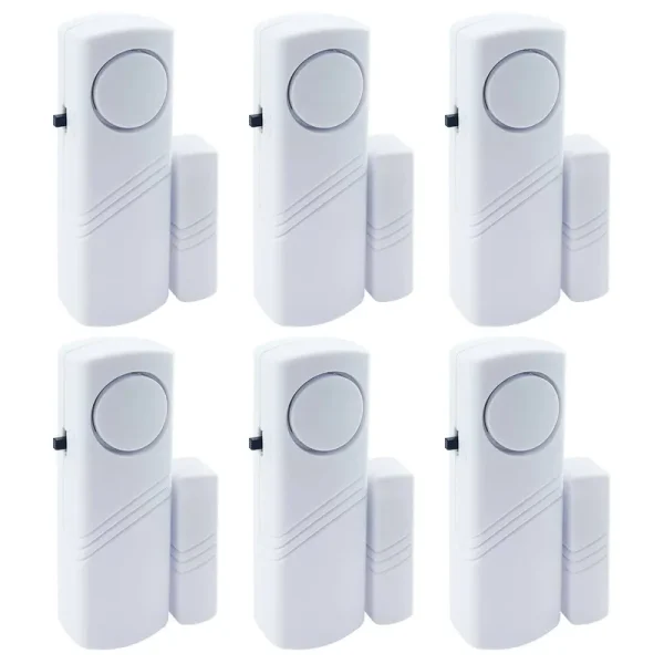HIIXHC Door Window Alarm, 90dB Door Alarms for Kids Safety, Wireless Sensor Door Window Burglar Alarm-Window Pool Alarms for Home, 6 Pack