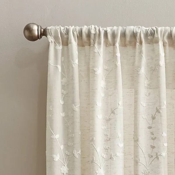 CHF Industries Lynette Floral Embroidered Curtain Panel, 63 Inches