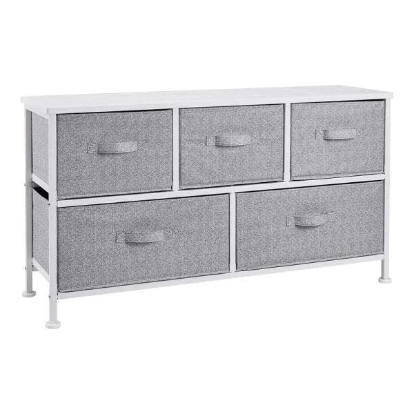 Basics Extra Wide Fabric 5-Drawer Storage Organizer Unit for Closet W