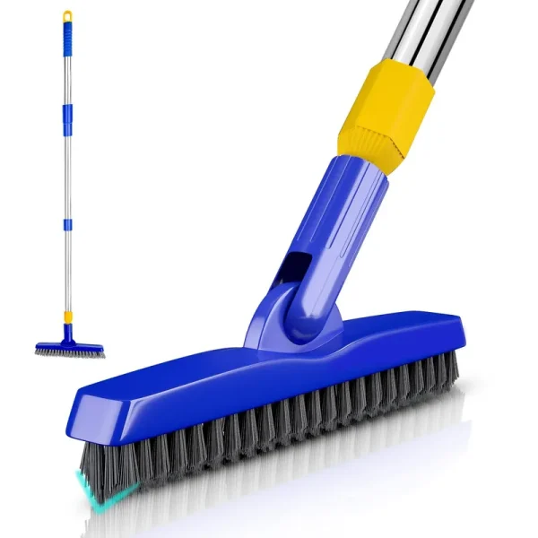 Ittar Grout Brush with Long Adjustable Handle, Swivel Scrub Brush, V-Shape Grout Line Scrubber with Stiff Bristle for Deep Clean