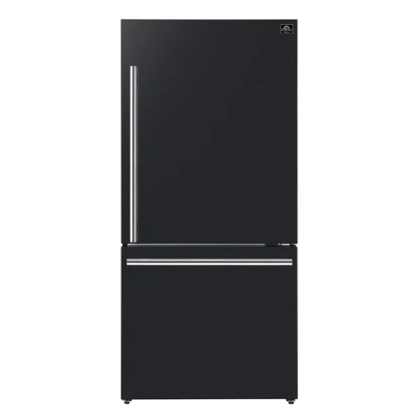 Forno Milano Espresso 31" Bottom Freezer Right Swing Door Refrigerator 17.2 Cu. ft. in Black