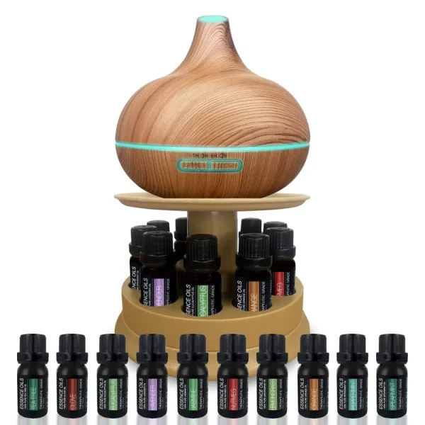 Ultimate Aromatherapy Ultrasonic 300ml Diffuser & Top 10 Therapeutic Grade Essential Oils Set