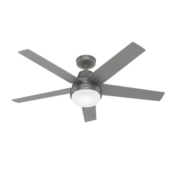 Hunter 52-Inch Aerodyne Matte Silver Ceiling Fan with LED Light