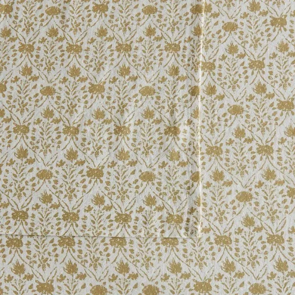 Patina Vie Maison 100% Turkish Cotton Flannel Vintage-Inspired Floral Sheet Set - Geo Floral - Olive Green - Queen
