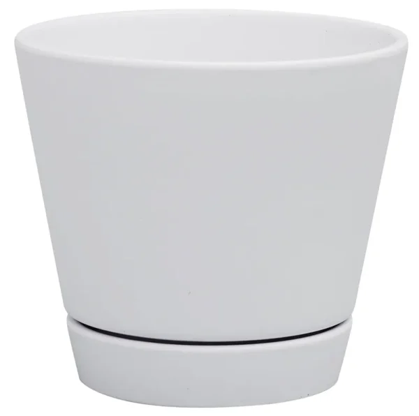Mainstays Pottery Matte White Ceramic Planter with Saucer - 6 in
