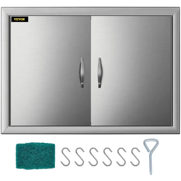 BBQ Access Door 28W X 19H inch. Double BBQ Door Stainless Steel. Outdoor Kitchen Doors for BBQ Island. Grill Station. Outside Cabinet