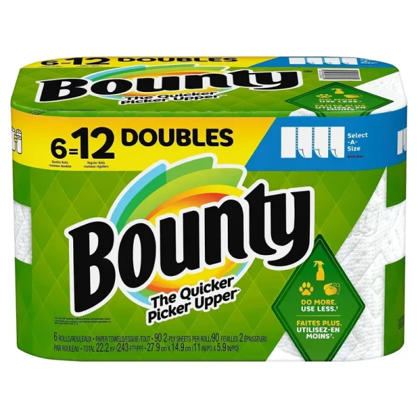 Bounty Select-A-Size Paper Towels, Double Rolls - 6 count