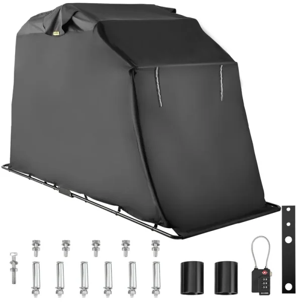 VEVOR Motorcycle Shelter, Waterproof Motorcycle Cover, Heavy Duty Motorcycle Shelter Shed, 600D Oxford Motorbike Shed Anti-UV, 133.9x53.9x76.8 inch