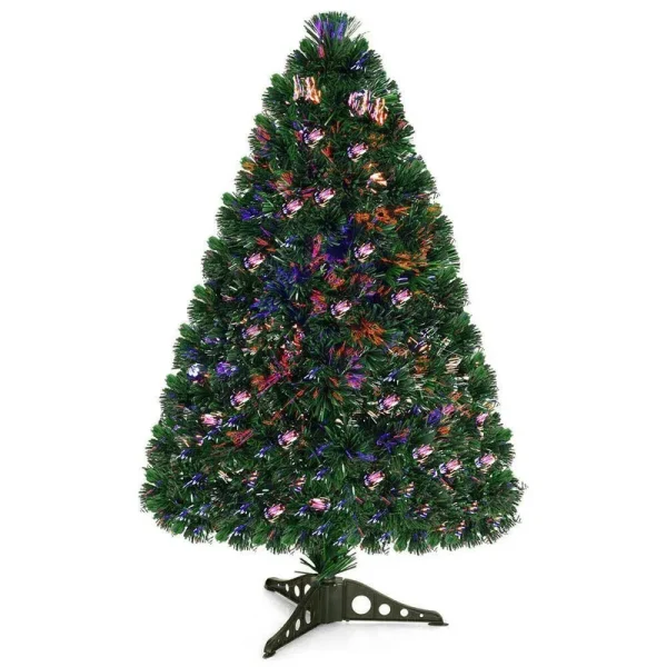 Costway 3ft Pre-Lit Fiber Optic PVC Christmas Tree Tabletop Plastic