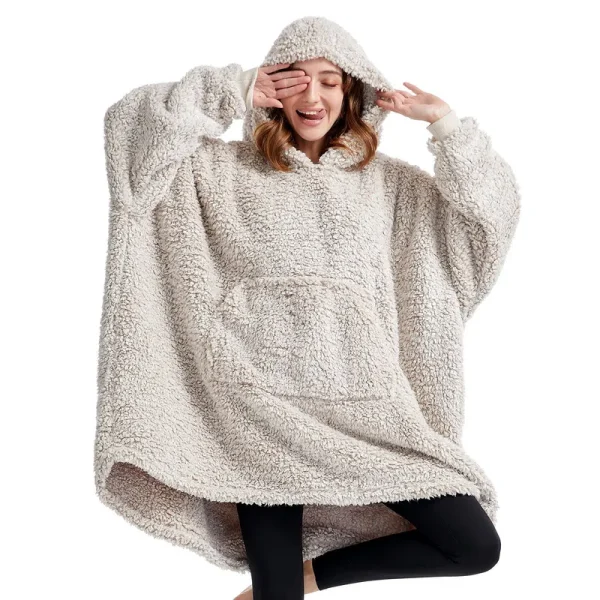 HORIMOTE Home Cozy Sherpa Wearable Snuggle Blanket Hoodie for Adults Women Men Kids Gift Idea, Super Warm Lightweight Oversized Blanket Sweatshirt,