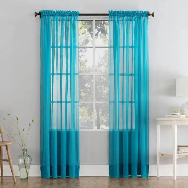 Mainstays Marjorie Sheer Voile Curtain Single Panel Turquoise 59"W x 84"L