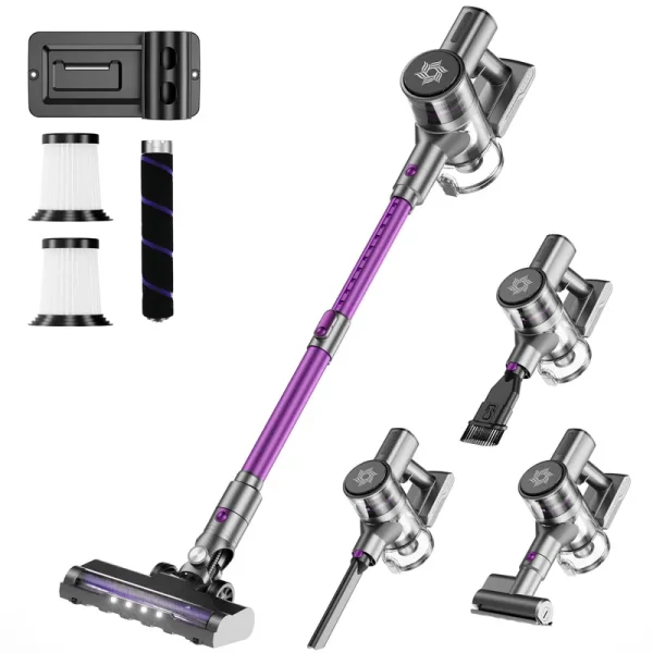 Cordless Vacuum Cleaner Lightweight, 25Kpa Handheld Vacuums, 4 in 1 Vacuum Cleaner with 40 Mins Long Runtime Rechargeable Battery for Carpet and
