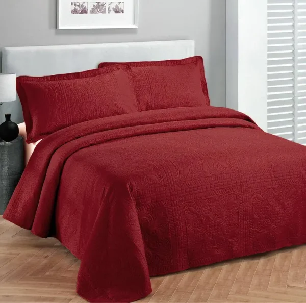 Fancy Collection Luxury Bedspread Coverlet Embossed Bed Cover Solid Red New Over Size Twin/Twin XL