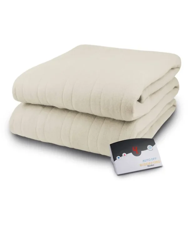 Biddeford Comfort Knit Fleece Electric Full Blanket, Created for Macy's - Natural
