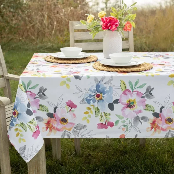 Benson Mills Indoor Outdoor Spillproof Fabric Tablecloth for Springsummerpartypicnic (Harper, 60 x 104 Rectangular)