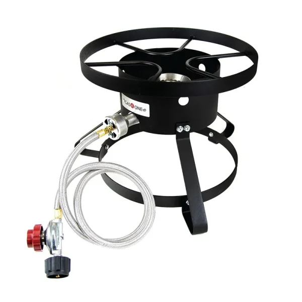 Gasone B-5150 Outdoor Cooker-14.5" Wide with Steel Braided Hose Propane Burner High Pressure, QCC Style