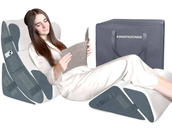 6pcs Orthopedic Bed Wedge Pillow for Sleeping, Gel Memory Foam Post Surgery Pillow Set for Back, Neck, Leg Support, Acid Reflux, Gerd, Anti Snoring,