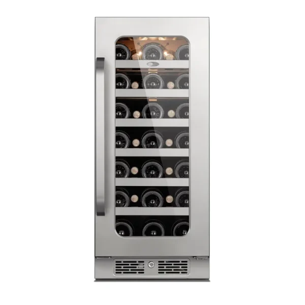Whynter 15 in Wine Fridge Cooler - 33 Bottles Wine Fridge with Glass Door, Small Wine Refrigerator with 3 LED Light Built - in for Home Bar Kitchen