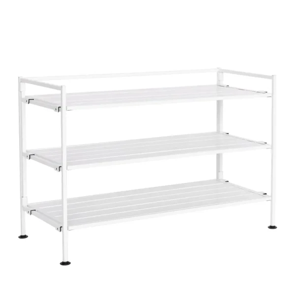 Seville Classics 3-Tier Stackable 9-Pair Resin Slat Shoe Rack - White