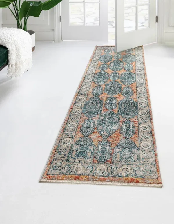 Lola 16 ft Runner Brown Bohemian, Geometric Area Rug