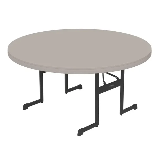 Lifetime 60 in Round Folding Table for Indoor and Outdoor Use, Professional Grade, Putty Color