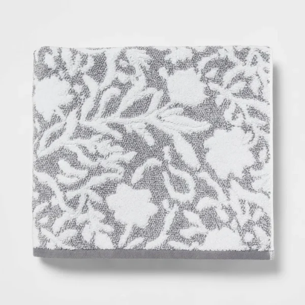 Performance Plus Bath Towel Gray Floral - Threshold