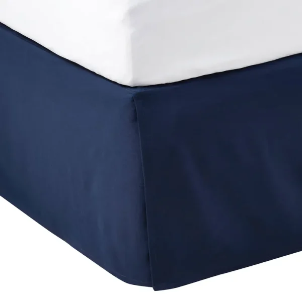 Amazon Basics Lightweight Pleated Bed Skirt, Twin, Navy Blue
