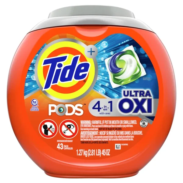 Tide Pods Detergent, 4 in 1, Ultra Oxi - 43 pacs, 1.27 kg