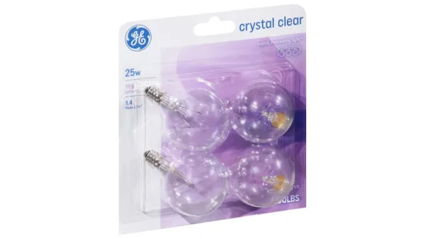 GE Crystal Clear Globe Candelabra Base Incandescent Light Bulb, 25W - 4 pack