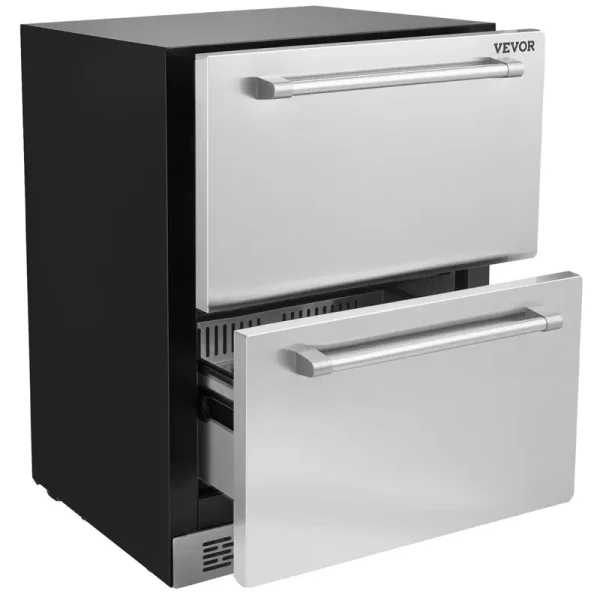 VEVOR 24" Undercounter Refrigerator, 2 Drawer Built-In Beverage Refrigerator with Touch Panel, 5.12 cu.ft. Capacity, Waterproof