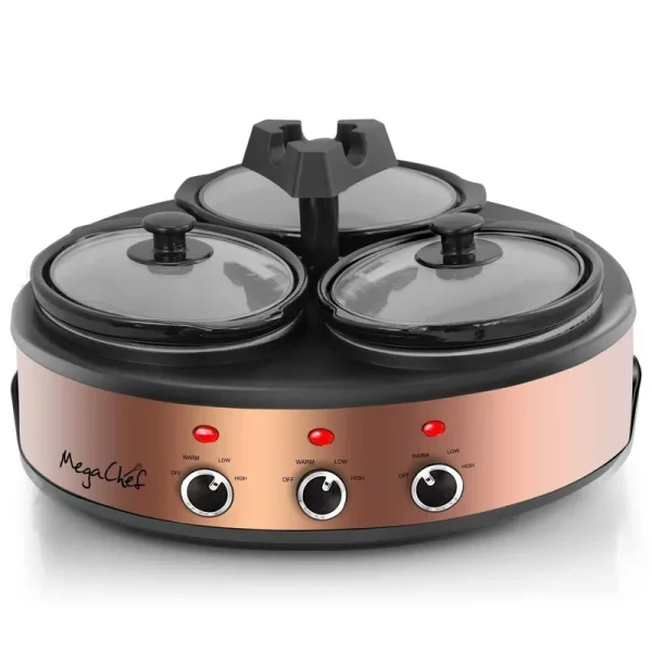 MegaChef 1.5-Quart Slow Cooker, Brushed Copper-Black