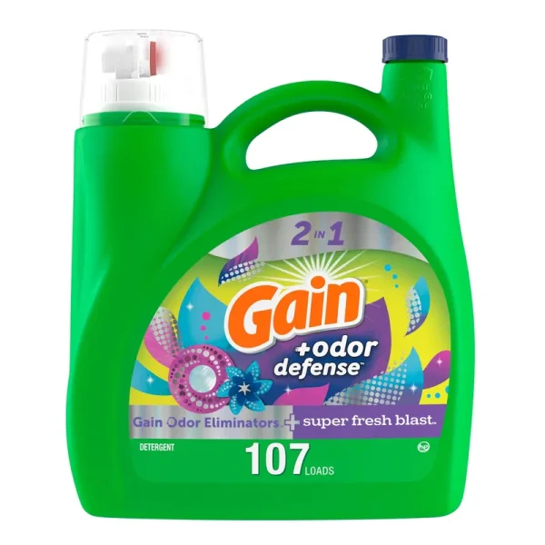 Gain + Odor Defense Liquid Laundry Detergent Super Fresh Blast, 154 fl oz
