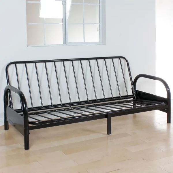Aukfa 77" Futon Frame Metal Futon Full Size Sofa Bed, Space Save, Black